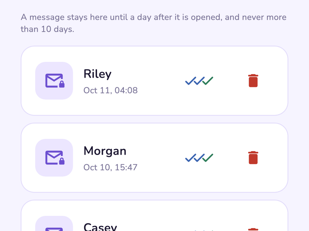 CloakFort receipts screen
