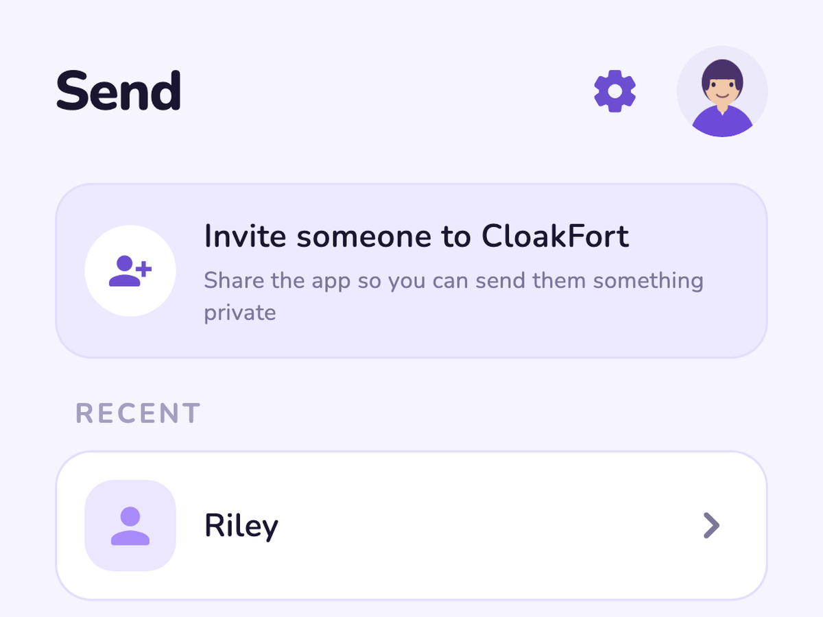 CloakFort send screen