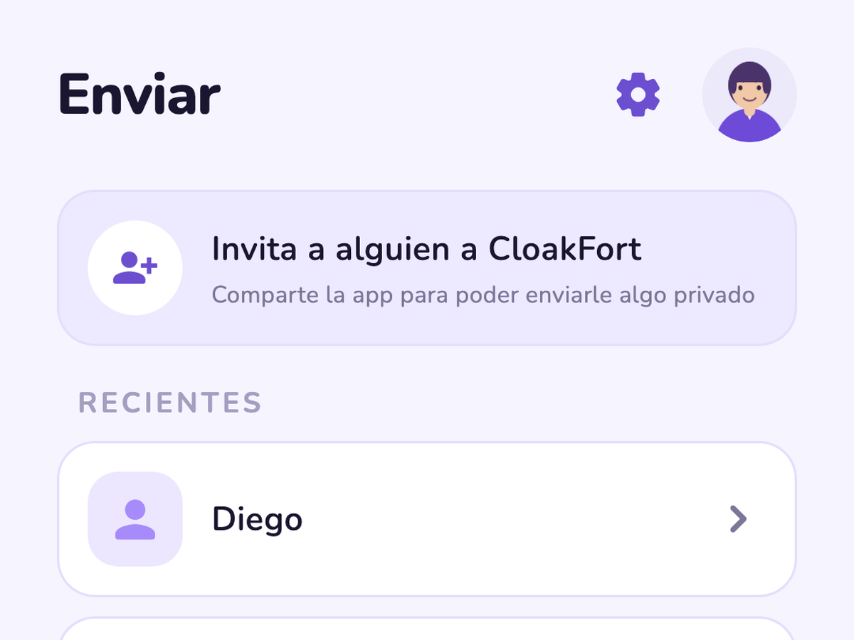 Pantalla de envío de CloakFort
