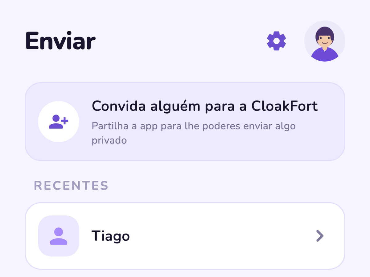 Ecrã de envio da CloakFort
